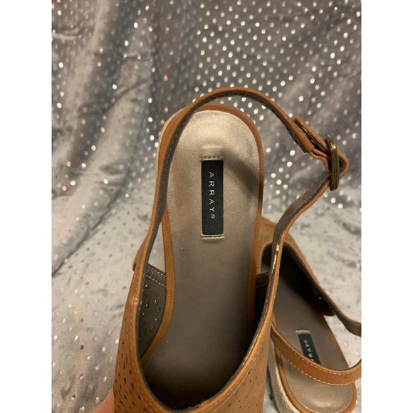 Array brand, open toe, wedge sandal, espadrille heel, Tan Cognac color - Picture 9 of 9